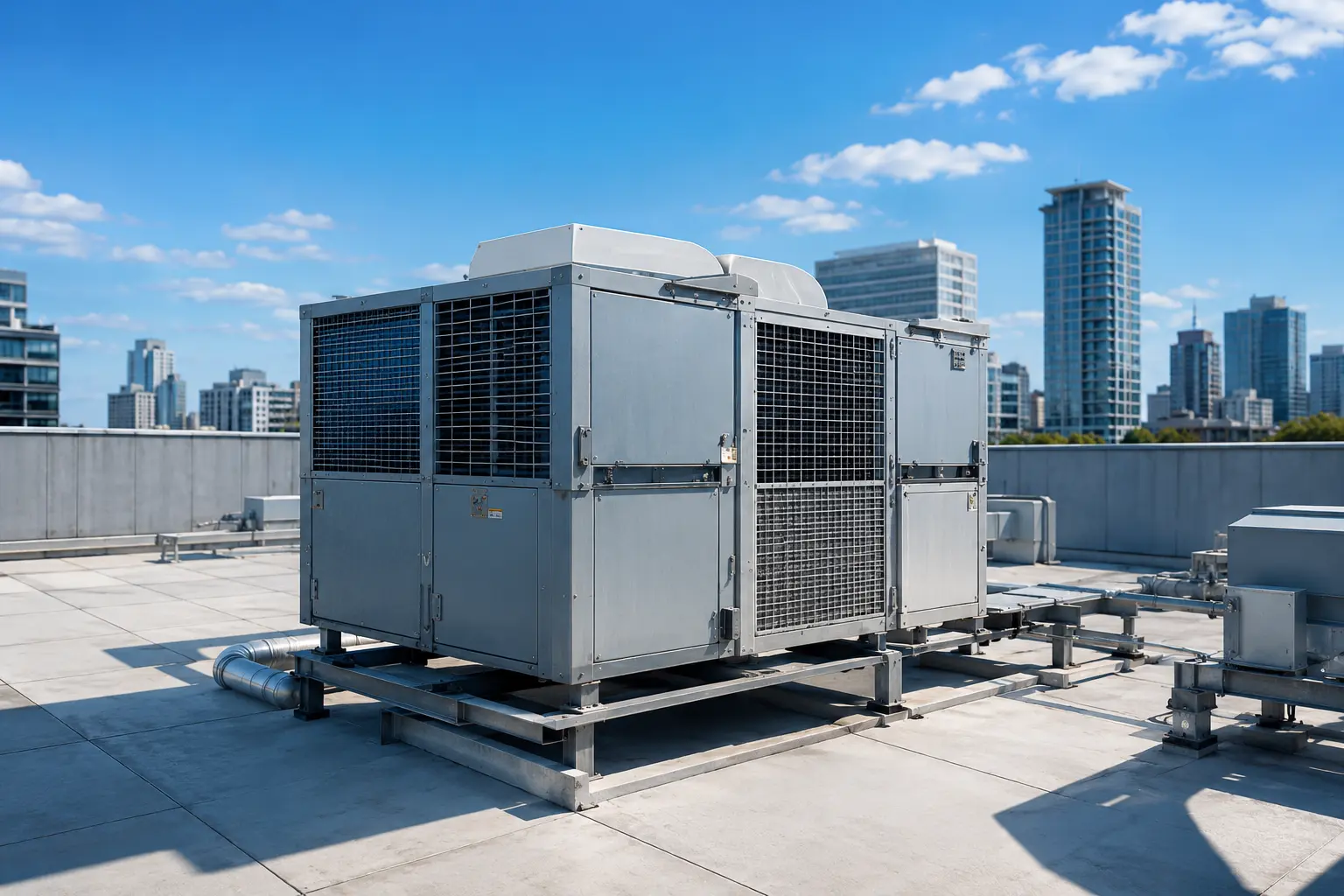 Sistema rooftop de climatización central en una instalación empresarial